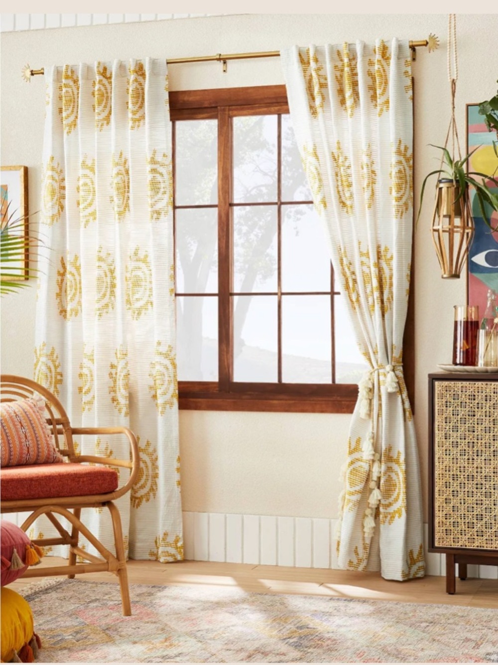 Opalhouse Jungalow Sun Light Filtering Gold Curtain Panels - 2 Total 84”